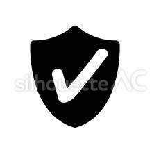 セキュリティ　ワンポイント 盾,確認,保護のシルエット素材