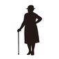 女性 女性 老婦人,夫人,女性,女の人,立つ,全身,腰に手,帽子,杖,スカートのシルエット素材