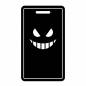 悪意のあるアプリが表示されたスマートフォン スマートフォン,アプリ,ウイルス,危険,画面,表示,シンプル,クール,防犯,機器のシルエット素材