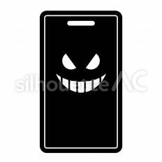 悪意のあるアプリが表示されたスマートフォン スマートフォン,アプリ,ウイルスのシルエット素材