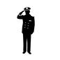 パイロット パイロット 敬礼,パイロット,飛行士,機長,警察官,警官,警察,操縦士,操縦者,制服のシルエット素材