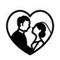 結婚式 結婚式 アイコン,2人,人物,人,ハート,ハートマーク,男女,新郎,新婦,結婚のシルエット素材