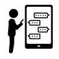 スマホ画面と人 スマホ画面と人 リモートワーク,テレワーク,在宅勤務,外出自粛,ステイホーム,画面,表示,スマホ,スマートフォン,iPhoneのシルエット素材