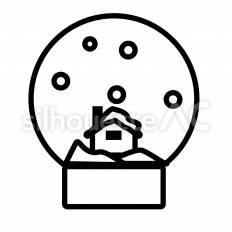 スノードーム　家 スノードーム,家,雪のシルエット素材