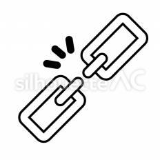 サプライチェーん断絶　白抜き 鎖,破断,断絶のシルエット素材