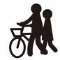 恋人 恋人 帰り道,自転車,並ぶ,歩く,カップル,男性,女性,全身,学生,乗り物のシルエット素材