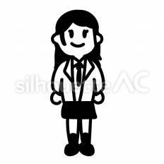 高校生　女の子 高校生,制服,長袖のシルエット素材