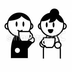 休憩で談笑する社員 談笑,社員,男性のシルエット素材