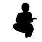 本を読む男性 本を読む男性 本,雑誌,読む,見る,人物,子ども,男の子,全身,正面,リラックスのシルエット素材
