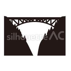 橋梁 橋梁,橋,山間のシルエット素材