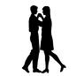 カップル 男女,長身,踊る,ダンス,向かい合う,手をつなぐ,チークダンス,全身,横向き,人のシルエット素材