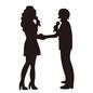 カラオケ カラオケ 飛沫感染,男性,女性,デュエット,手を握る,向かい合う,マイク,ハンドマイク,全身,横向きのシルエット素材