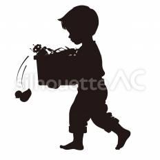 おもちゃ箱をはこぶ おもちゃ箱,運ぶ,持つのシルエット素材