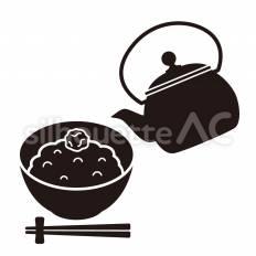 お茶漬け お茶漬け,茶,米のシルエット素材