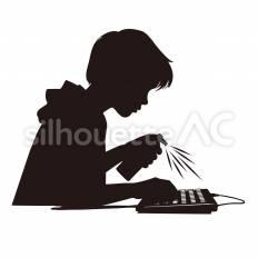 キーボードをエアダスターで掃除する キーボード,掃除,エアダスターのシルエット素材