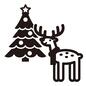 トナカイ キャラ,トナカイ,横向き,クリスマスツリー,装飾,トップスター,マフラー,角,動物,キャラクターのシルエット素材