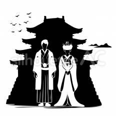 (和装)お城 結婚,和装,建物のシルエット素材