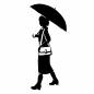 傘を差し歩く女性 女性,傘,差す,歩く,通勤,ショルダーバッグ,レインブーツ,雨具,梅雨,雨のシルエット素材
