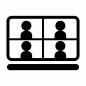 WEB会議 web,画面,参加,複数,オンライン,パソコン,発言,会議,打ち合わせ,交流のシルエット素材
