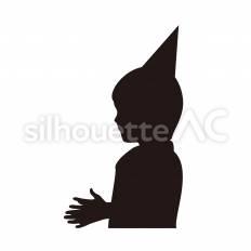 三角帽子で拍手する男の子 男の子,三角帽子,拍手のシルエット素材