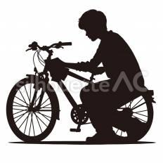 自転車を拭く 自転車,拭く,布のシルエット素材