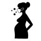 感染予防する妊婦 人,人物,女性,横向き,妊婦,マスク,感染予防,ウイルス,細菌,菌のシルエット素材