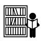図書室 図書室 ピクトグラム,図書館,本,本棚,小学生,読む,読書,図書室,立ち読み,人物のシルエット素材
