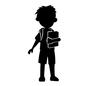 通学する男の子 人,人物,男の子,小学生,通学,ランドセル,背負う,本,抱える,子供の成長のシルエット素材