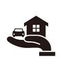 不動産 駐車場,駐車場付き,戸建て,一戸建て,手のひら,マイホーム,自家用車,自動車,車,家のシルエット素材