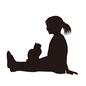 女の子 女の子 室内遊び,ネコ,猫,ねこ,動物,ペット,女の子,座る,乗せる,横向きのシルエット素材