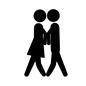 歩く 歩く カップル,恋人,仲良し,夫婦,人物,人,男女,男,女,歩くのシルエット素材
