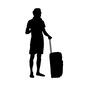 トラベル トラベル 人物,男性,全身,待つ,旅,旅行,トラベル,キャリー,キャリーバッグ,バッグのシルエット素材