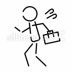 急いで通学　男性 ピクトグラム,ピクトサイン,アイコンのシルエット素材