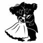 コアラ コアラ コアラ,カップル,結婚,ウェディングドレス,タキシード,全身,イベント,記念,幸せ,嬉しいのシルエット素材