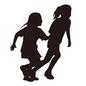 走る 走る 走る,はしる,かけっこ,おにごっこ,鬼ごっこ,女の子,2人,ロングヘアー,ポニーテール,人物のシルエット素材