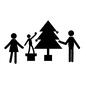 クリスマス クリスマス クリスマスツリー,飾り付け,親子,ピクトグラム,人物,全身,3人,家族,ファミリー,男の子のシルエット素材