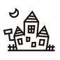 家 家 家,外観,煙突,建物,月,夜,コミカルハロウィン,ハロウィン,ハロウィーン,10月のシルエット素材