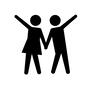 手をつなぐ 手をつなぐ カップル,恋人,仲良し,夫婦,人物,人,男女,男,女,踊るのシルエット素材