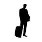 トラベル トラベル 人物,男性,全身,待つ,旅,旅行,出張,トラベル,キャリー,キャリーバッグのシルエット素材