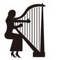 ハープ奏者 ハープ奏者 ハープ奏者,ハープ,奏者,座る,楽器,音楽,ミュージック,演奏,アーティスト,表現者のシルエット素材