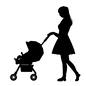 散歩 散歩 外出,お出かけ,散歩,ベビーカー,横向き,お母さん,ミニスカート,乳児,赤ちゃん,幼児のシルエット素材