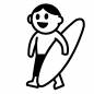 サーフィンをする人 サーフィンをする人 子供,男の子,観光,旅行,サーフィン,サーフボード,遊ぶ,海,マリンスポーツ,楽しいのシルエット素材