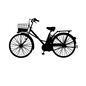 自転車 ママチャリ,自転車,1台,横向き,シティサイクル,カゴ付き,乗り物のシルエット素材