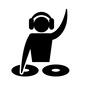 DJ DJ DJ,ダンスパーティー,人,人物,ピクトグラム,上半身,ヘッドホン,ヘッドフォン,レコード,DJ機器のシルエット素材