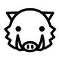 いのしし いのしし いのしし,猪,正面,牙,干支,かわいい,癒し,デフォルメ,アップ,顔のシルエット素材
