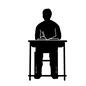勉強する人 勉強する人 生徒,座る,着席,ノート,鉛筆,持つ,書く,男性,人物,全身のシルエット素材