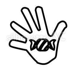 お菓子をもらう手　キャンディ 手,受け取る,キャンディのシルエット素材