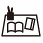 机の上の勉強道具 机の上の勉強道具 机,卓上,ペン立て,ノート,本,問題集,参考書,教科書,受験,勉強のシルエット素材