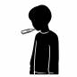 検温する男の子 検温する男の子 男の子,検温,体温,測定,発熱,体温計,子供,風邪,インフルエンザ,病気のシルエット素材