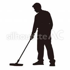 フローリングワイパーをかける フローリング,ワイパー,床のシルエット素材